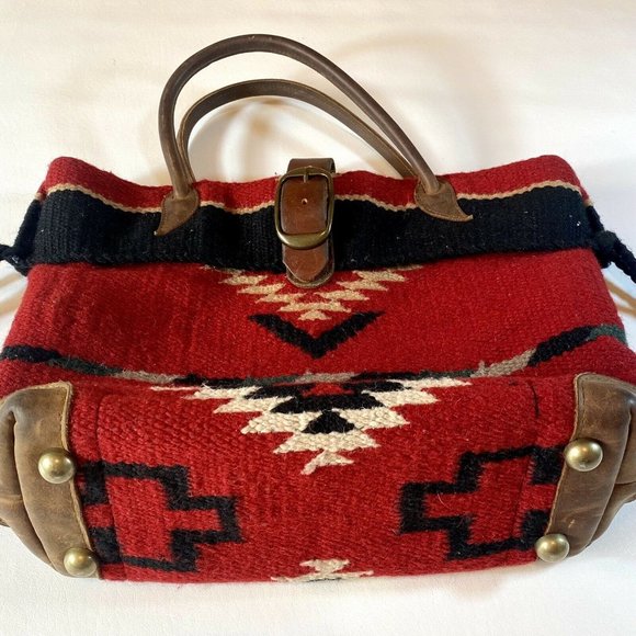 Stacy & Laurie McFadin Red Navajo Blanket Wool Pur - Picture 3 of 8